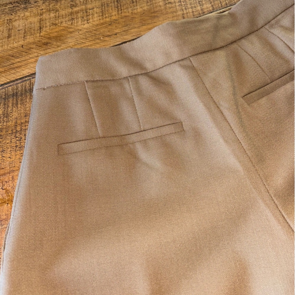 Aritzia Babaton Womens Camel Brown Overlap Wool Wide Leg Dress Pants Size 2 - Picture 9 of 15
